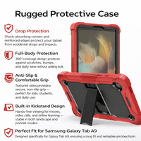 Étui antichoc 3 couches pour tablette Samsung Tab A9 (2023) 8,7 pouces – Housse de protection intégrale avec béquille pour Tab A9