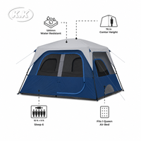 Tente familiale à parois droites Kawagebo Kamp (KK) pour 6 personnes avec sac de transport pour le camping en voiture, la randonnée et les activités de plein air