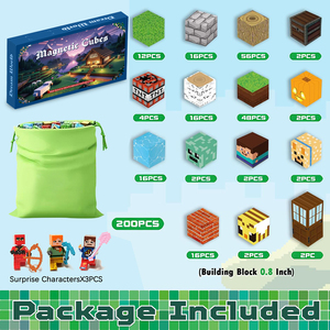 200 peças de Blocos de Construção Magnéticos de Plástico, Conjunto de Brinquedos Educacionais STEM, Certificado EN71 CE, Desenvolve a Criatividade - Product Image 2