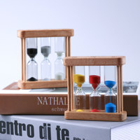 Set Jam Pasir Kayu untuk Menyikat Gigi, Menyeduh Teh, 125 Menit, Desain Minimalis Modern, Hadiah Kreatif, Ornamen