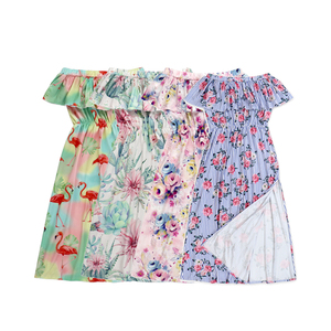 Robe longue pour bébé fille à imprimé numérique personnalisé, motif floral, épaules dénudées, vente en gros de vêtements pour bébés et enfants - Product Image 1