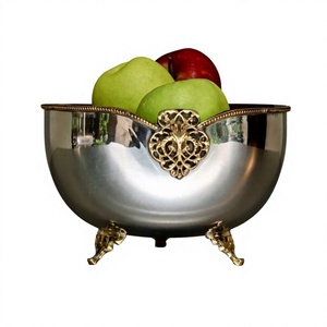 Bol de service en acier, décoratif moderne, design unique, vaisselle polonaise brillante, bol à fruits pour la décoration de la salle à manger à la maison - Product Image 1