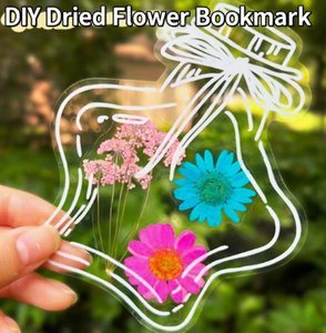 Kit de Marcapáginas con Flores Prensadas DIY - Pegatinas Transparentes de Hojas Secas, Diseño 'Primavera en una Botella', Suministros para Manualidades - Product Image 3