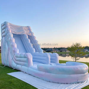 Tobogán Inflable Azul Tie Dye Grande de Doble Carril, Tobogán Acuático Inflable de Grado Comercial - Product Image 3