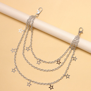 โซ่คาดเอวโลหะลายดาวฮิปฮอป หลายชั้น รูปดาวห้าแฉกแบบโปร่ง สำหรับผู้ชายและผู้หญิง สวมใส่ได้ทุกวัน ทำจากสังกะสี - Product Image 4