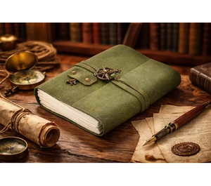 Classic Handmade Green Leather Hardcover Vintage Journal Compass Charm Acid-Free Hand-Stitched Craft Hackle <b>Diary</b> <b>Notebooks</b> - Product Image 5