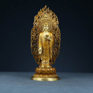 Estatua de Buda Amitabha de Latón, Figura de Cobre Hecha a Mano, Decoración para el Hogar, Escultura para Sala de Estar - Product Image 1