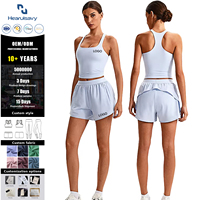 Ensemble de yoga pour femmes, haut court sans manches à bretelles, short à taille élastique, léger, respirant, séchage rapide, tenue de sport 2 pièces