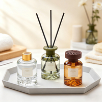 Envío Rápido, Botellas Difusoras de Aroma de Vidrio Redondo con Base Gruesa de 120 ml, Difusores de Aroma para Coche con Varillas de Ratán