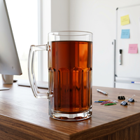 Verre à bière transparent de style américain avec poignée, capacité de 555 ml, pour les fêtes