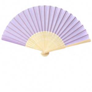 Éventails pliants en bambou de couleur violet clair, longueur 21 cm, pour mariage, éventail personnalisé avec logo - Product Image 1