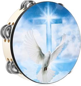 Pandereta Artesanal de Doble Fila de Alta Calidad, Hecha a Mano, para Conciertos, Estilo <span class=keywords><strong>Gospel</strong></span> - Product Image 4