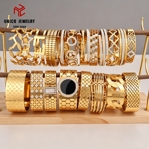 Pulseiras de Vários Estilos em Aço Inoxidável com Revestimento em Ouro 18K PVD, Pulseiras de Moda com Zircônia Micro-Inserida - Product Image 2