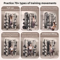 Rack de musculation multifonction tout-en-un avec Smith Machine et Cable Crossover, construction en acier, pile de poids de 70 kg pour la maison