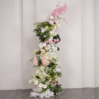 Arche de mariage en soie artificielle de luxe à faire soi-même, rose, vert, blanc, mélange de roses, 210 cm, fond de scène floral angulaire