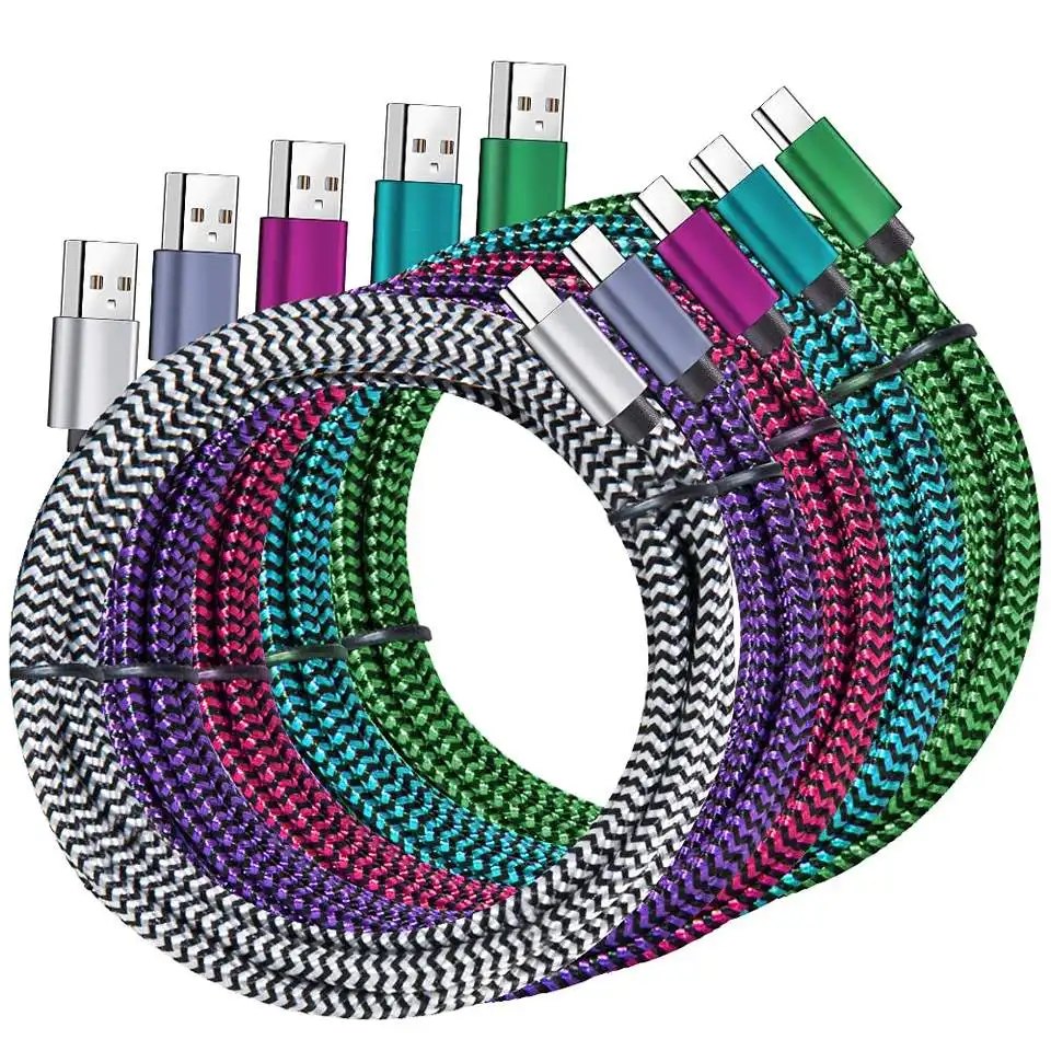 Premium 1m 3.3ft 2m 3m Custom Nylon Braided Usb 3.0 Fast Charging Long Usb Type C Cable For Mobile Phone Charger Cables