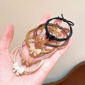 Großhandel Braun Farbe Bogen Cartoon Haarring Koreanische Krawatte Kopf Seil Kleine Gummiband Frauen Mädchen Haarschmuck Bogen Haar gummi