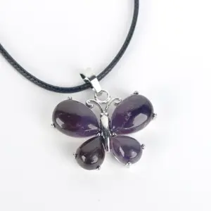 Wholesale Red Jasper And Amethyst Butterfly Pendant Crystal Pendant