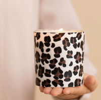 Bougie parfumée artisanale de luxe en cire de soja et bois de santal, motif léopard et zèbre, décoration de maison en verre pour Noël