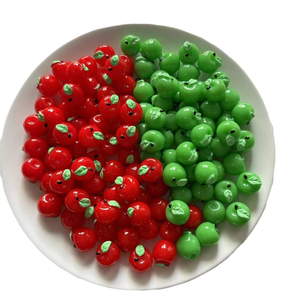 caoh Llavero de resina hecho a mano DIY, con diseño de fruta de la paz roja y vibrante, simulación de comida 3D verde, accesorios de joyería - Product Image 5