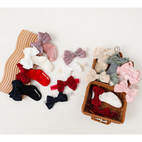 Ensemble de bandeaux en satin et chaussettes pour bébés, fabriqués en Corée du Sud, pour nouveau-nés, accessoires tricotés de printemps