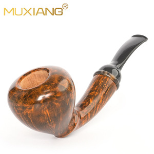Muxiang Briarwood Smoking Pipe Bent Type Gold Glossy Acorn Bucket 3mm Filter Tobacco Pipe For Men - Product Image 2