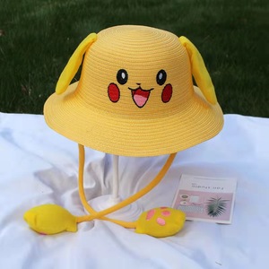 Sombrero de Paja para Niños con <span class=keywords><strong>Orejas</strong></span> de Conejo Móviles, Protección Solar para Padres e Hijos, Estilo <span class=keywords><strong>Pikachu</strong></span>, para Primavera y Verano - Product Image 6
