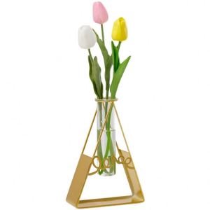 Nordic Creative Gold Metal Frame Water Planting Glass Test Tube Flower Vases Hydroponics <b>Wall</b> Hanging Decor <b>Table</b> Decoration - Product Image 5