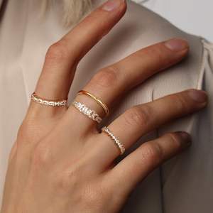 Nuevo Chriscoco, 4 Uds., anillo de compromiso de boda de piedra Natural chapado en oro para mujer, conjunto de anillos de promesa para joyería de uso diario - Product Image 3