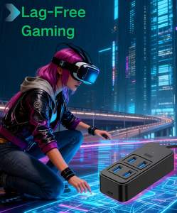 Concentrador USB 3.0 SYONG de 4 Puertos, Tipo-C Macho, 5 GB/S, Conexión y Sin Retraso <span class=keywords><strong>para</strong></span> Ratón, Teclado, <span class=keywords><strong>Mac</strong></span>, Xbox, PlayStation, Carcasa de Plástico - Product Image 6