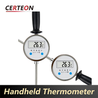 Termometer digital genggam layar LED untuk tanah dan air -50 hingga 200°C menggunakan baterai