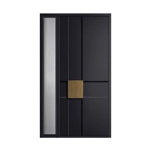 Porte d'entrée principale en aluminium pivotante personnalisée, moderne, antivol, avec grain de bois - Product Image 3