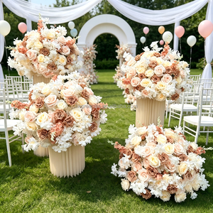 Event Champagne <b>Flower</b> Ball Arrangement Brown Color Silk <b>Flower</b> Ball Centerpieces for Wedding Party Event - Product Image 5