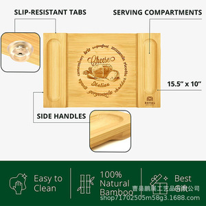 Planche à fromage en bois Pengzhan avec compartiments pour collations et noix, plateau de service de cuisine durable - Product Image 5