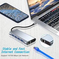 Hub USB-C 11 ports 4K HDTV VGA Type-C PD USB3.0 RJ45 Ethernet Lecteur de carte SD/TF 3.5mm AUX Alliage d'aluminium Stock