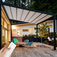Pergola motorisée rétractable en aluminium, toit pliant imperméable, auvent en tissu résistant aux UV, pour terrasse extérieure, cour, jardin
