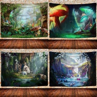 Psychedelic seri pemandangan indah dalam ruangan luar ruangan asrama kelas kantor dekorasi kamar tidur estetika Poster selimut permadani