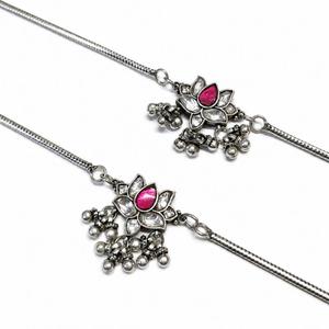 Chevillère en argent sterling 925 avec motif de lotus et accent de pierre rose - Product Image 3