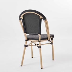 Muebles de jardín Patio bambú como malla acabado apilable Silla de comedor café restaurante uso Metal silla al aire libre - Product Image 3