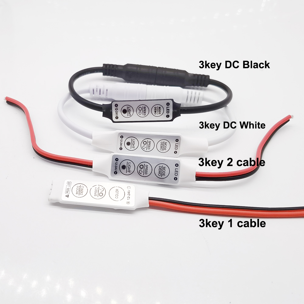 2 Pcs 5 V 12 V 24 V Mini 3 Touches 1 Couleur LED Contrôleur