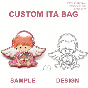 Custom Cute Fish Ita Bag Heart Shape Clear Window <b>Coin</b> <b>Purse</b> PU Leather Kawaii Marine Design Bag For Pins Display - Product Image 5
