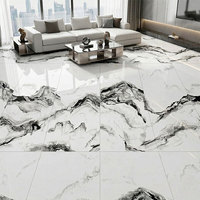 Vente flash - Carreaux de sol en porcelaine effet marbre brillant, modernes et luxueux, antidérapants, 600x1200 mm, effet pierre, pour salle de bain, couloir, salon