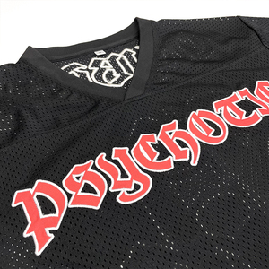 Hoogwaardige oversized boxy fit vintage shirts met aangepaste borduurwerk letterdesign, mesh cropped voetbal shirt - Product Image 5