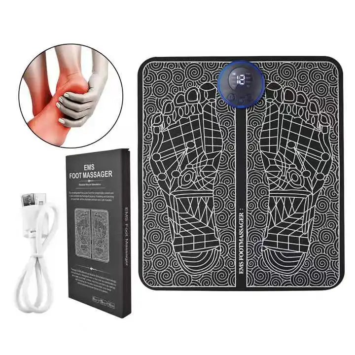 Massageador elétrico para pés e pescoços, produtos quentes, massageador EMS com almofada de massagem para pés e estimulador muscular