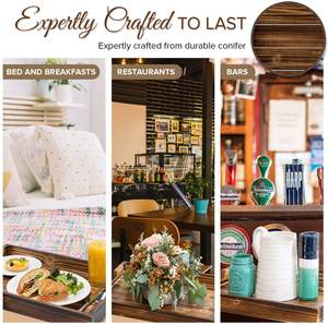 Plateau de service en bois d'acacia avec poignées Grand plateau en bois pour petit-déjeuner ottoman au lit Plateau rectangulaire décoratif pour le salon - Product Image 2