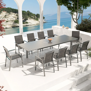 High End Luxury Aluminium Outdoor <b>Garden</b> Furniture Set <b>Tables</b> Stackable Patio Chair Designer Seating Area Outside Yard Terrace G - Product Image 1