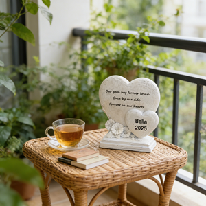 Estatua Conmemorativa <span class=keywords><strong>de</strong></span> Mascotas en Forma <span class=keywords><strong>de</strong></span> Corazón <span class=keywords><strong>de</strong></span> Resina Personalizable - Nombre/Cita Grabable, Diseño con Detalles Florales, <span class=keywords><strong>para</strong></span> Decoración <span class=keywords><strong>de</strong></span> Jardín y Recuerdo Conmemorativo - Product Image 2