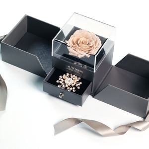 UO Beige Preserved Eternal Flowers Preserved Rose With Jewelry Box Valentine Day Gift For Girlfriend Mom