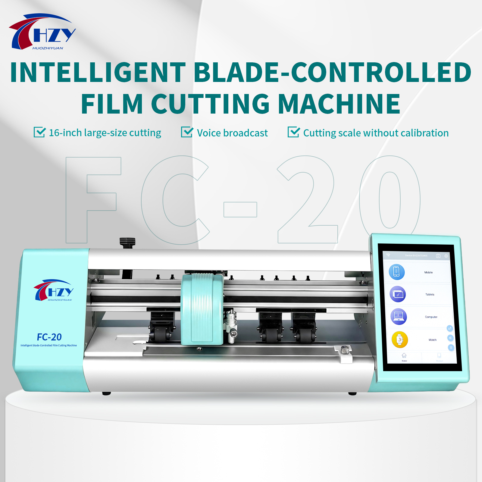 HZY FC-20 16 Inch Cloud Update <strong>Screen</strong> <strong>Protector</strong> <strong>Cutting</strong> <strong>Machine</strong> Front Back Unlimited Hydrogel Film Cutter for Phone Watch PC