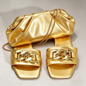 gold dress flat sandals Boden Women's Caged Flat Sandal in Metallic main image 0